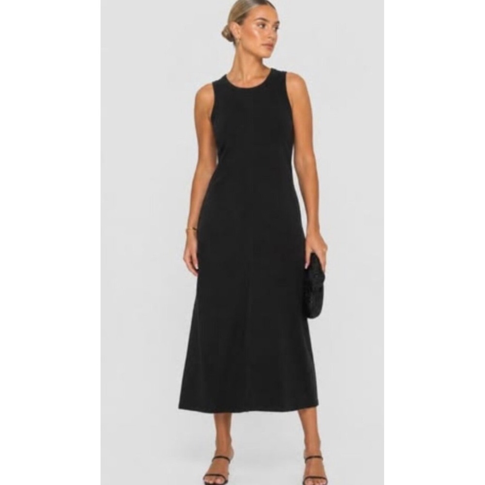 Elizabeth and James Black Cotton Sleeveless Maxi Dress Center Seam Detail Small